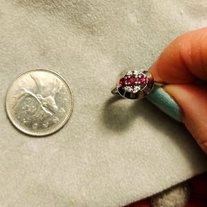 Ruby and diamond chips ring